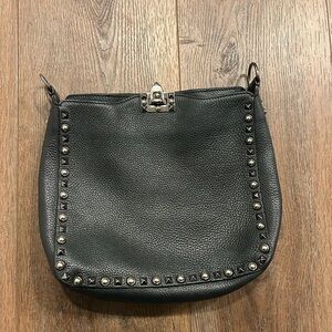 Valentino Black Studded Leather Shoulder Bag